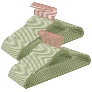 SONGMICS Cintres en velours antiglisse, Vert Clair + Rose Gold / 50 pas cher