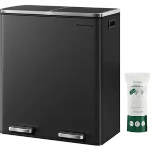 SONGMICS Poubelle à double compartiments (2*30 L), Noir pas cher