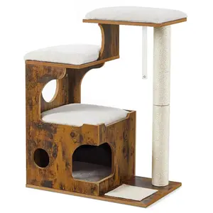 Feandrea Arbre à chat, Marron Rustique + Blanc pas cher