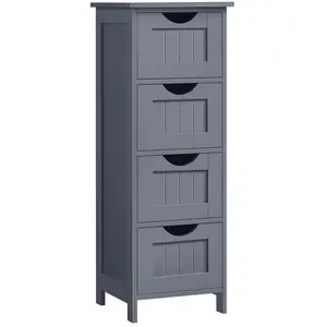 Comparateur de prix : VASAGLE Meuble de Salle de Bain avec 4 tiroirs, Commode, 30 x 30 x 82 cm, Gris
