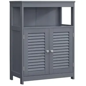 VASAGLE Meuble Salle de Bain, Rangement Cuisine sur Pieds, avec 2 Portes persiennes, Gris BBC040G01Vendu parsongmics