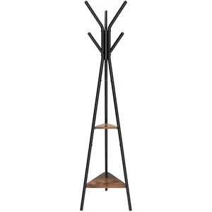 Calicosy - Porte-manteau sur Pieds avec 2 Étagères - H179 cm - Noir TUVendu parcdiscount