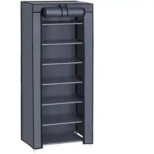 SONGMICS Étagère à chaussure à 7 niveaux avec housse, Gris