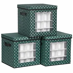 SONGMICS 3 boîtes de rangement pour Noël, Vert pas cher