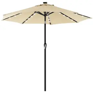 SONGMICS Parasol de jardin avec LED, Beige pas cher
