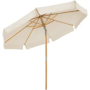 SONGMICS Parasol bois Ø2,7 m beige pas cher