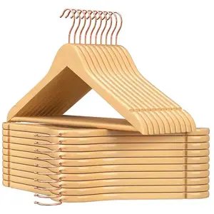 Songmics Cintres bois antidérapant crochet pivotant, Boisée + Rose Gold / 20