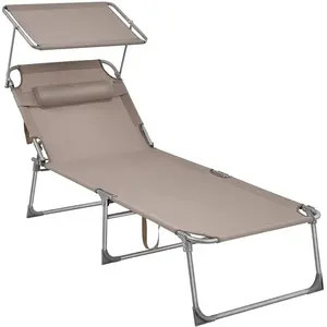 SONGMICS Bain de soleil pliable, Taupe pas cher