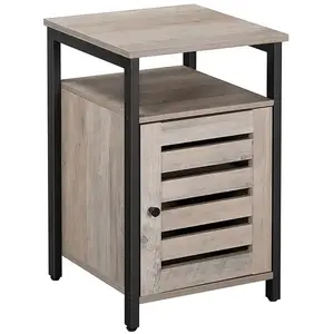 VASAGLE Table de chevet persiennes grège pas cher