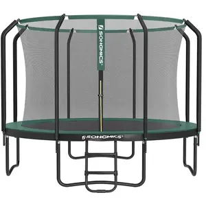 SONGMICS Trampoline de jardin rond pour enfants, Vert Foncé / 305 Diamètre cm pas cher