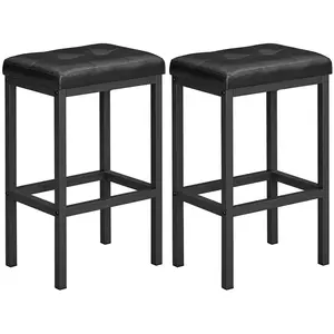 VASAGLE Chaises de bar rembourré, Siège Noir + Cadre Noir pas cher