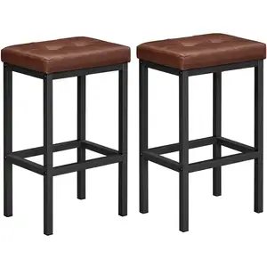 VASAGLE Chaises de bar rembourré, Siège Marron + Cadre Noir pas cher