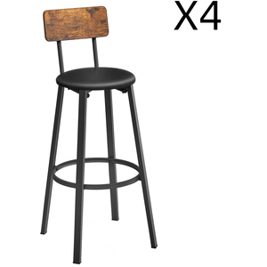 Comparateur de prix : VASAGLE Tabourets de bar lot de 4 rembourrés en PU acier marron rustique noir