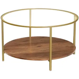 VASAGLE Table basse marron noisette doré pas cher