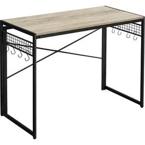 VASAGLE Bureau pliable avec crochets, Grège et Noir pas cher