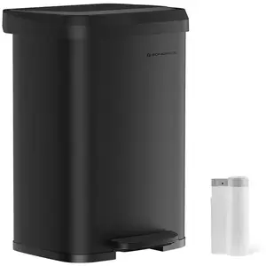 SONGMICS Poubelle de cuisine 50L, Noir pas cher