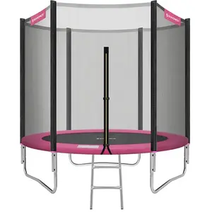 SONGMICS Trampoline extérieur avec échelle et filet de protection, Rose / Ø 244 cm pas cher