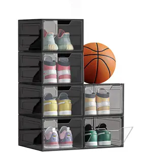 SONGMICS Boîtes à chaussures en plastique, Noir / 6Vendu parsongmics