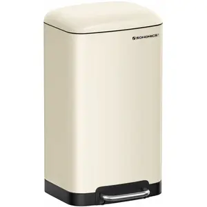 Comparateur de prix : Songmics Poubelle 30L avec pédale en acier, Beige