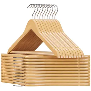 SONGMICS Cintres bois antidérapant crochet pivotant, Boisée + Argent / 20 pas cher