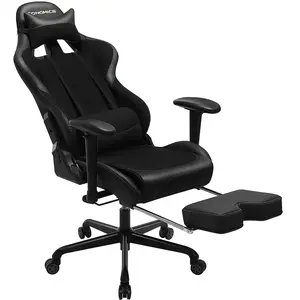 SONGMICS Fauteuil gamer avec repose-pieds, Noir