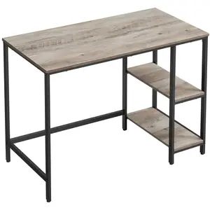 SONGMICS Bureau avec rangement industriel, Grège + Noir / 50P x 100L cm pas cher