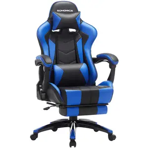 SONGMICS Chaise gaming sport bleu pas cher