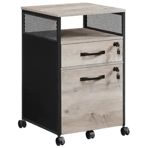 Comparateur de prix : Caisson de Bureau - VASAGLE - OFC077B02 - 2 tiroirs verrouillables - Compartiment ouvert - Gris