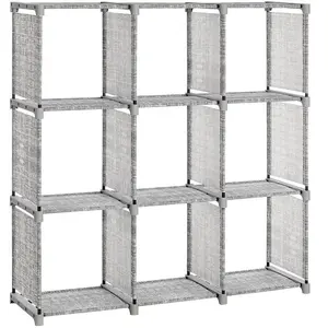 SONGMICS Étagère de rangement à 9 compartiments, Gris Chiné