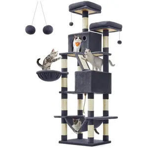 Feandrea Grand Arbre À Chat, Tour De Jeu 206 Cm, Gris Anthracite