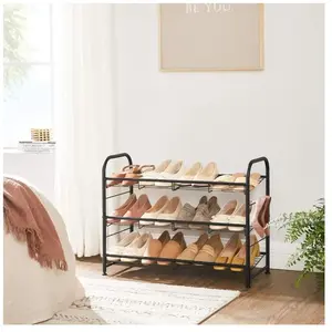 SONGMICS Meuble à Chaussures à 3 Niveaux, Étagère Rangement Empilable, jusqu'à 12 Paires, en Métal, 68,5 x 27,5 x 49,5 cm, pour Talons Hauts, Baskets,Vendu parsongmics