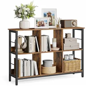 Comparateur de prix : VASAGLE Étagère 9 cases industriel, Marron Rustique + Noir / 33P x 120L x 80H cm