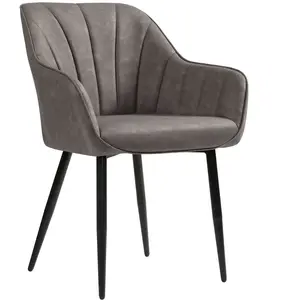 SONGMICS Chaise de salle à manger avec accoudoirs, Gris pas cher