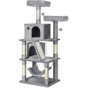 Comparateur de prix : Feandrea Arbre à chat avec 2 niches, Gris Clair