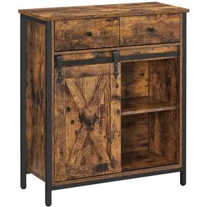 Songmics Meuble de rangement 1 tiroir 1 porte effet bois noir pas cher