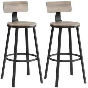 VASAGLE Chaise de bar avec dossier, Grège + Noir / 2 / 99H cm pas cher