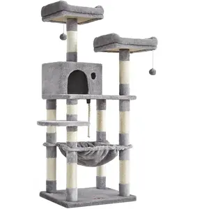 Feandrea Arbre à chat avec niche, Gris Clair pas cher
