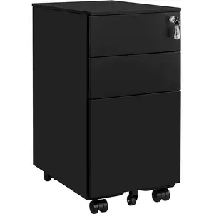 SONGMICS Caisson de bureau mobile 3 tiroirs, Noir / 30L x 45l cm pas cher
