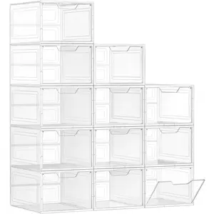SONGMICS Boîtes à chaussures en plastique, Blanc / 12 pas cher