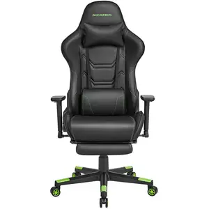 SONGMICS Fauteuil Gaming accoudoirs 3D noir et rouge, Noir + Vert pas cher