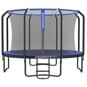 SONGMICS Trampoline de jardin rond pour enfants, Bleu / 366 Diamètre cm pas cher
