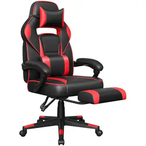 SONGMICS Chaise gaming avec repose-pieds, Noir et RougeVendu parsongmics