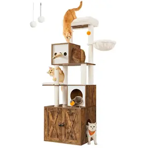 Feandrea Arbre à chat moderne 185 cm, Marron Rustique pas cher