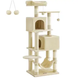 FEANDREA Arbre à chat tout confort, Beige / L (49 x 40 x 155 cm) pas cher
