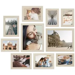 Comparateur de prix : SONGMICS Cadres photo mural, Couleur Boisée / 4*6 lot de 4 + 5*7 lot d...
