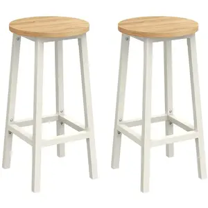Comparateur de prix : VASAGLE Tabouret haut industriel, Beige Chêne + Blanc Classique