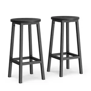 VASAGLE Tabouret haut industriel, Noir Bois + Noir Classique pas cher