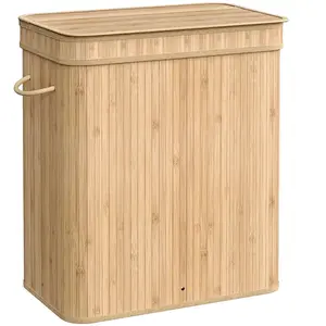 SONGMICS Panier à linge en bambou, Bambou Naturel / 100 L pas cher