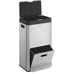 SONGMICS Poubelle de cuisine 3 compartiments argent pas cher