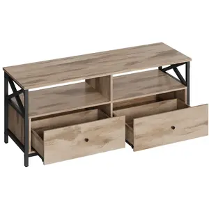 VASAGLE TV cabinet industriel, Marron Chêne + Noir pas cher